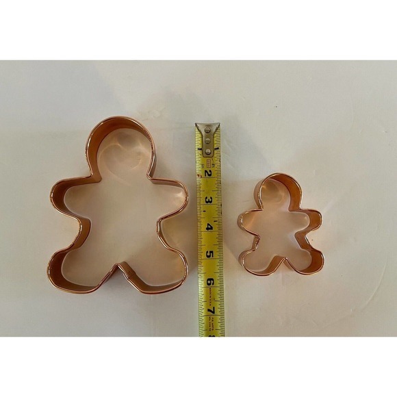 Vintage 6"/3” Gingerbread Boy Man Copper Plated Cookie Cutter Baking - Picture 6 of 6
